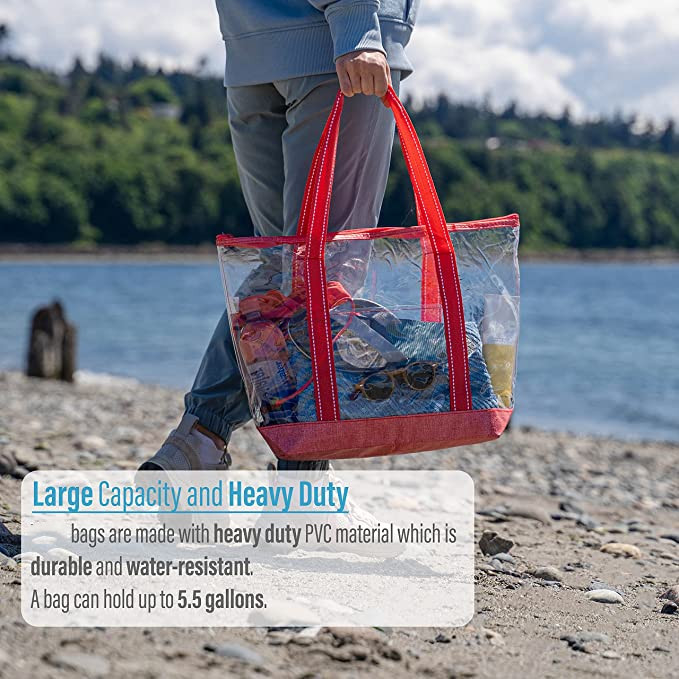 14 pouces sacs de magasinage personnalisés avec logo PVC Clear Tote Bag stade piscine extérieure