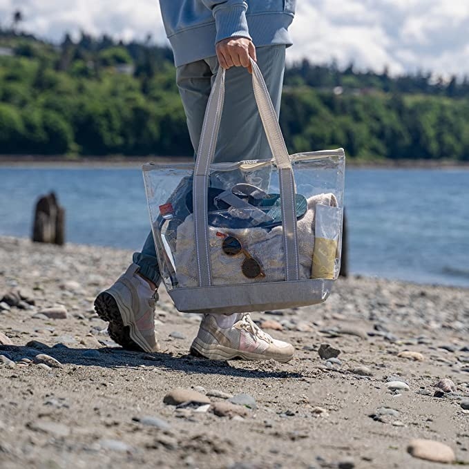 Sacs de magasinage personnalisés transparents Porteur sac à dos en PVC transparent Stade Plage extérieure 14x5x13