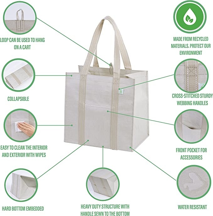 Sac à main en toile lourde avec poche fermeture à glissière