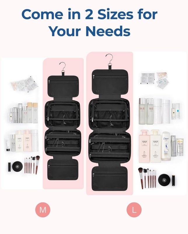 Noir Gros accessoires de voyage à portée de main essentiels maquillage gonflé sac de voyage cosmétique sur mesure avec organiseur de bijoux