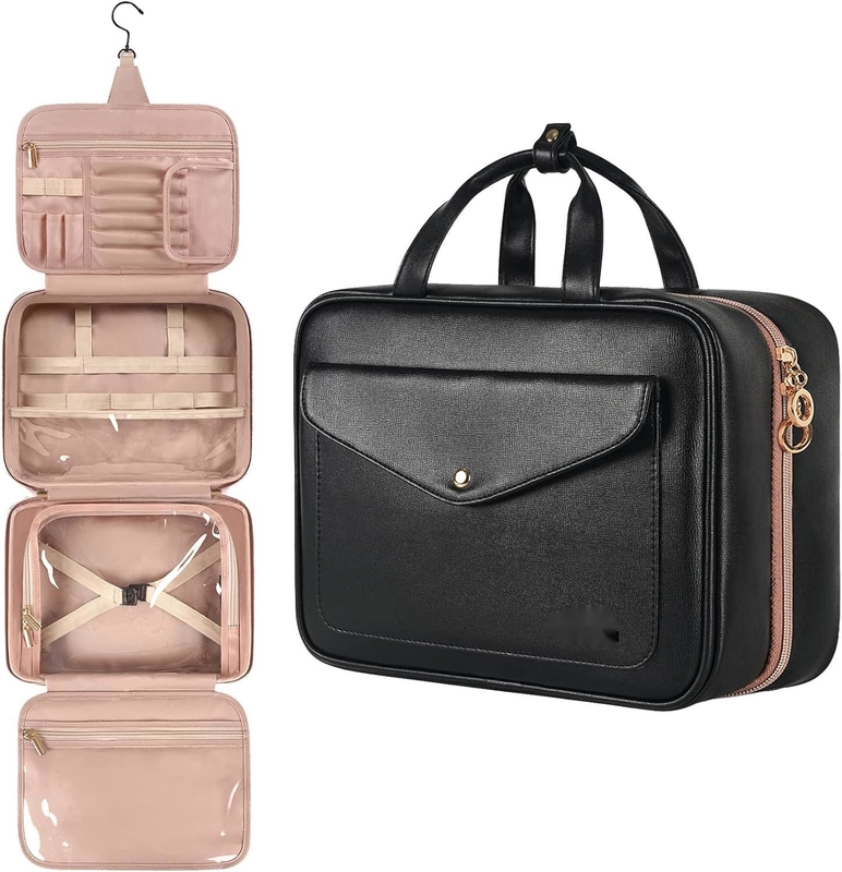 Gros sac de voyage personnalisé suspendu imperméable à l'eau salle de bain produits de toilette cosmétiques conteneur pleine taille avec porte-bande élastique
