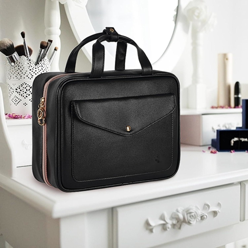 Gros sac de voyage personnalisé suspendu imperméable à l'eau salle de bain produits de toilette cosmétiques conteneur pleine taille avec porte-bande élastique