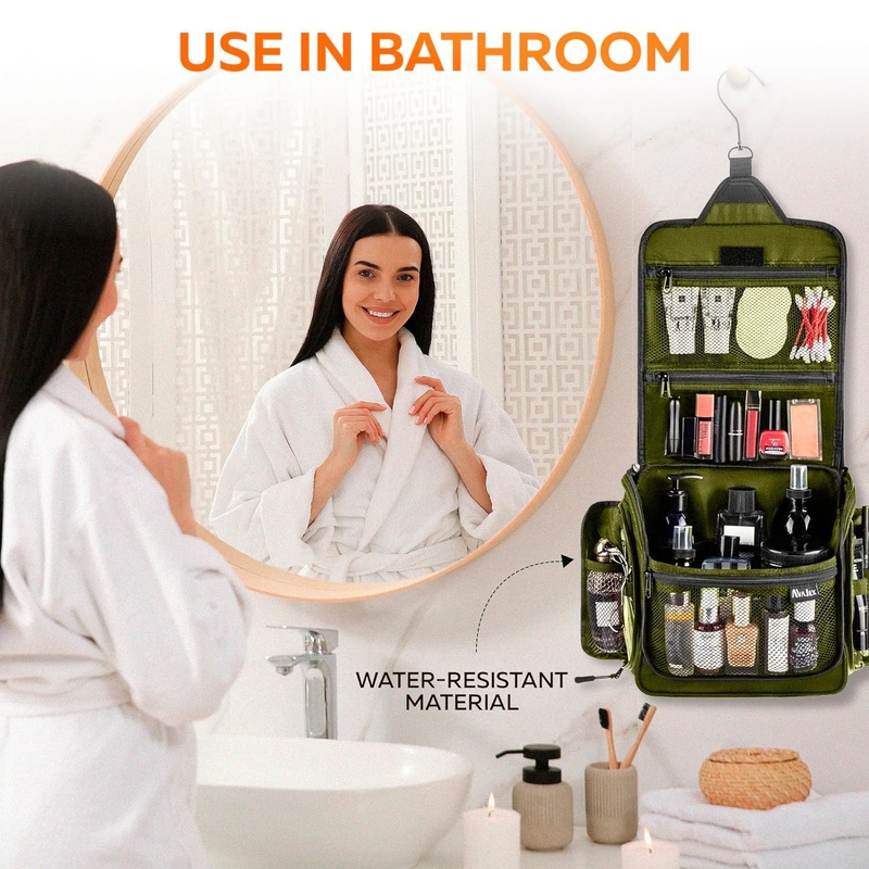 L'eau étanche grande hygiène toilette maquillage cosmétiques sacs à dos personnalisables avec crochet pivotant métallique pour hommes femmes