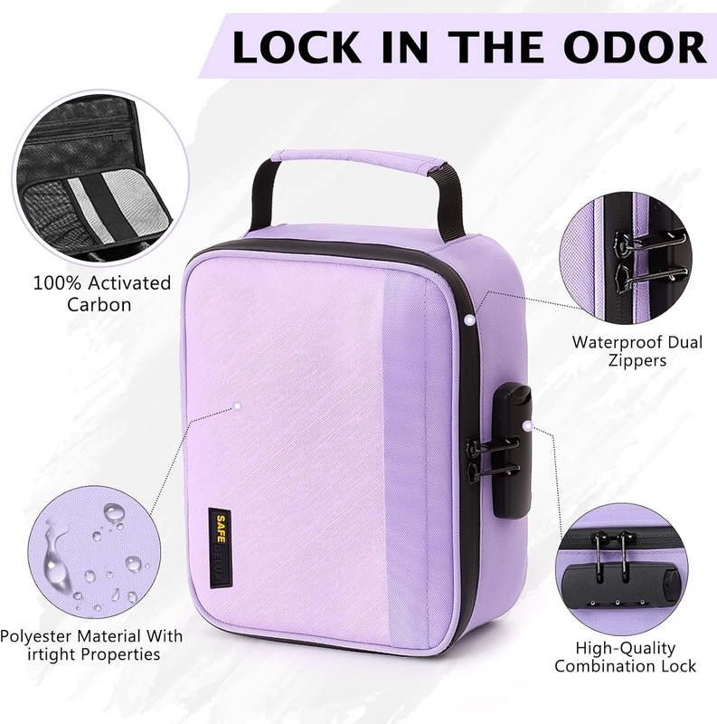 Sac de voyage portatif revêtu de carbone personnalisé avec verrou à charbon actif séparateur amovible Fermeture à glissière étanche