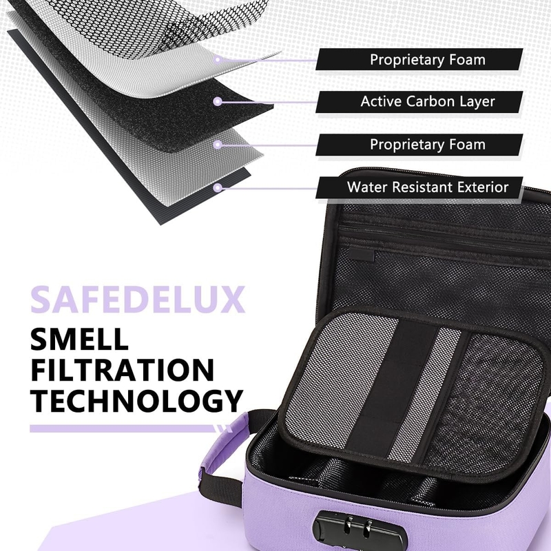 Sac de voyage portatif revêtu de carbone personnalisé avec verrou à charbon actif séparateur amovible Fermeture à glissière étanche