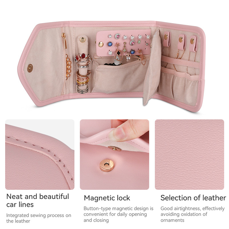 Sac à bijoux pliable pour le stockage de bijoux, mini organisateur de voyage, sac à rouleaux de bijoux, 14,5 x 3 x 15 cm