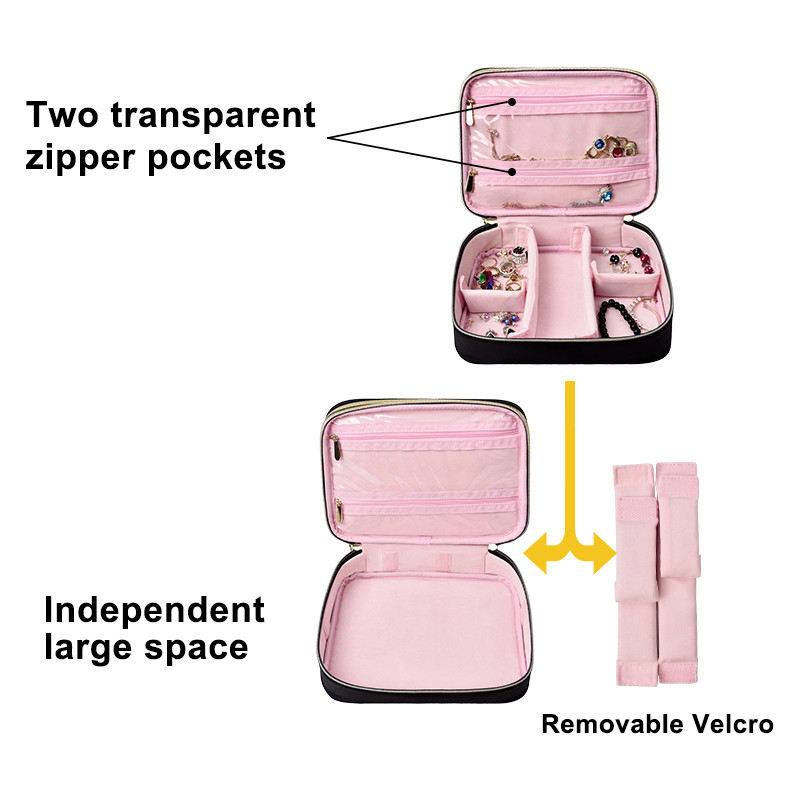 Gros sac à bijoux grand double couche Voyage 210D Nylon 9.4x3x7.2 