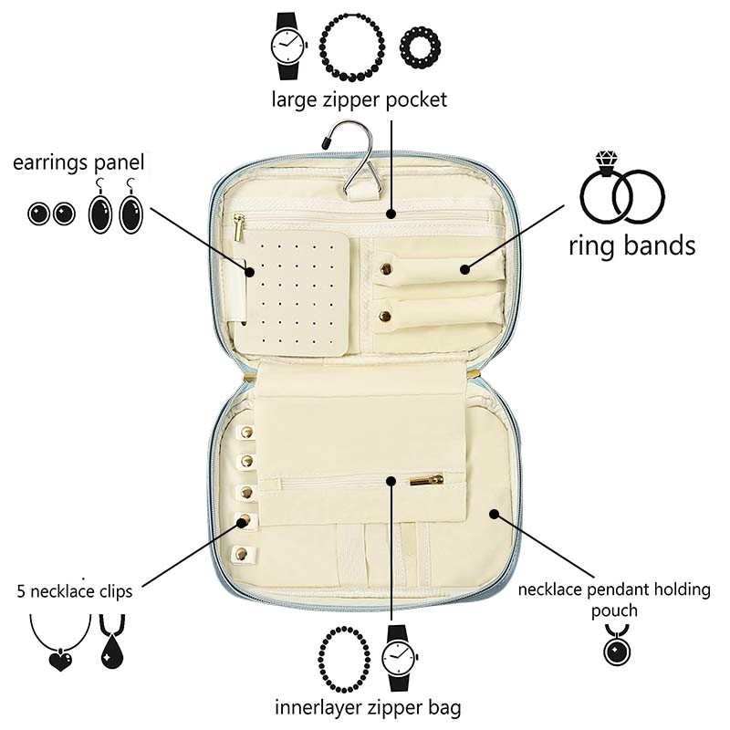 Petit faux cuir de voyage bijoux sacs de rangement de voyage Portable BSCI 10x6.4x2