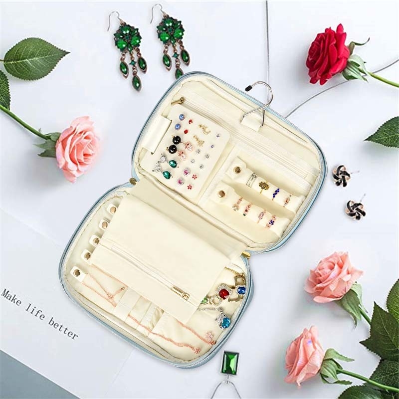 Petit faux cuir de voyage bijoux sacs de rangement de voyage Portable BSCI 10x6.4x2