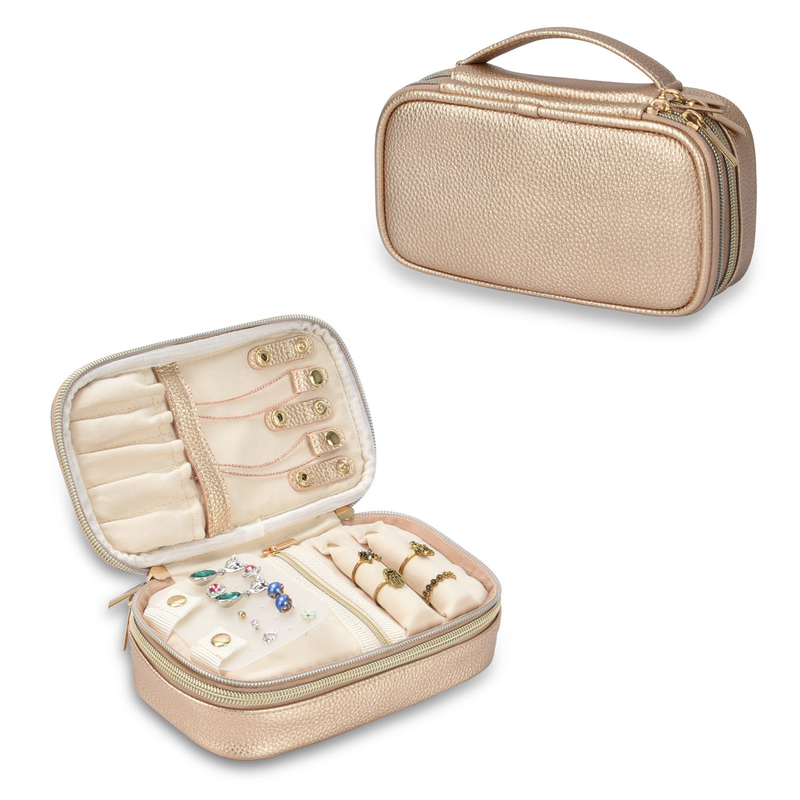 OEM 2 couches Sac de rangement de bijoux Sacoches organisateur Sacoche Boucle d'oreille Sacoche de voyage 7x2.4x3.9 