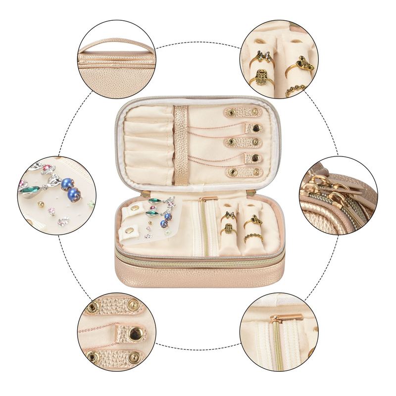 OEM 2 couches Sac de rangement de bijoux Sacoches organisateur Sacoche Boucle d'oreille Sacoche de voyage 7x2.4x3.9 