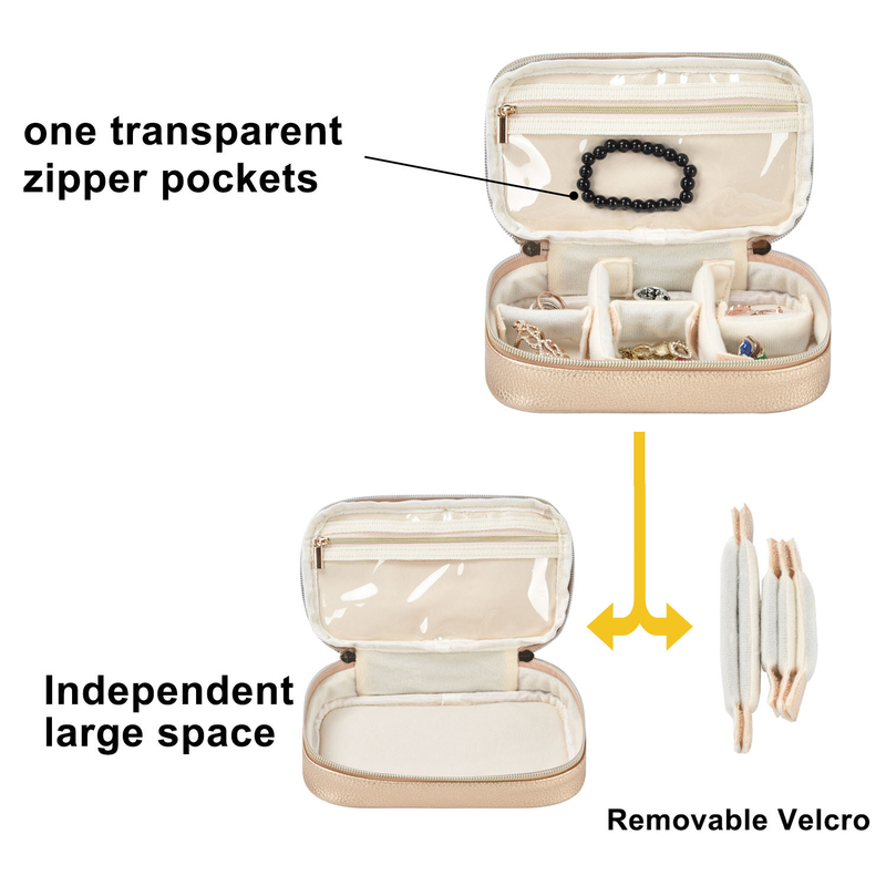 OEM 2 couches Sac de rangement de bijoux Sacoches organisateur Sacoche Boucle d'oreille Sacoche de voyage 7x2.4x3.9 