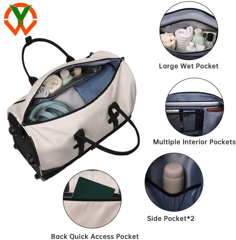 Sac à dos à rouleaux de grande capacité de 21 pouces avec un compartiment chaussures et des roues pour femmes