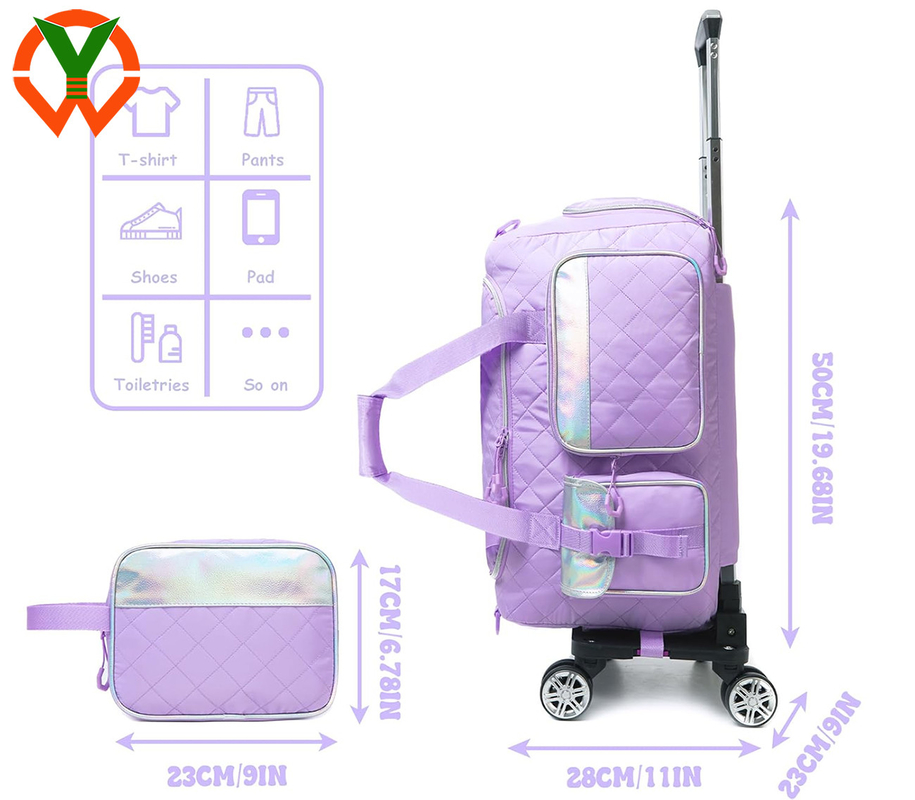 Sacs à dos de mode pour femmes avec roues Sacs de nuit avec boîte à chaussures pour les voyages