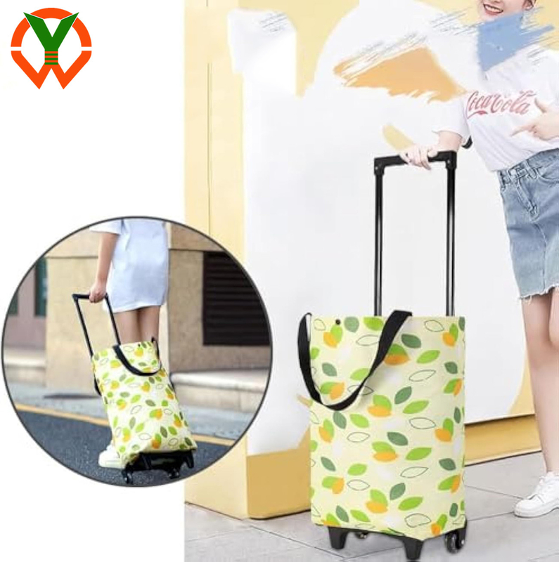 2 en 1 sac de magasinage pliable durable avec roues Produits d'épicerie réutilisables