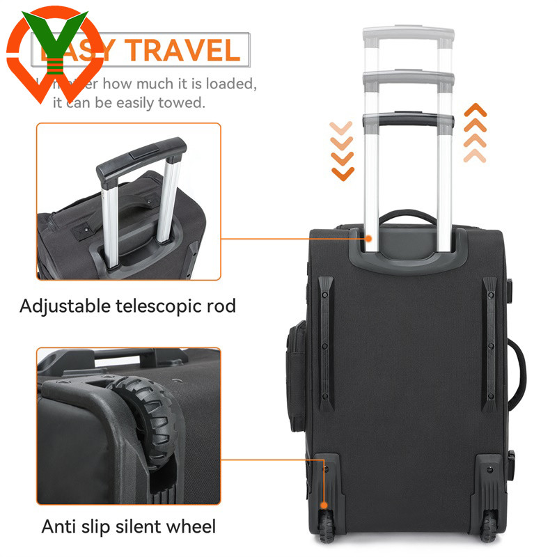 Sac de voyage polyester à rouleaux durables avec roues et poignée